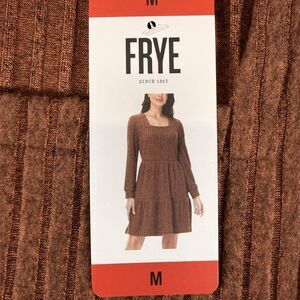 Frye Women's Brown Soft Ribbed Knit Midi Long Sleeve Dress Medium NWT